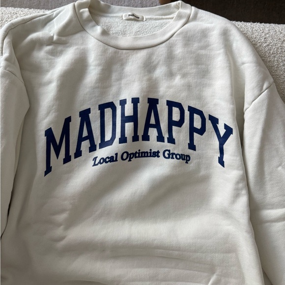 Madhappy Tops - Madhappy White Sweatshirt with Blue Logo